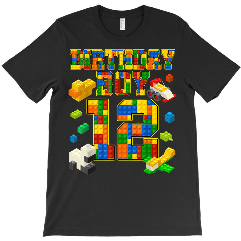 12 Years Old Block Building Boy 12th Birthday Master Builder T-shirt | Artistshot