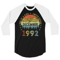 30 Years Old Awesome Since December 1992 30th Birthday Gift 3/4 Sleeve Shirt | Artistshot