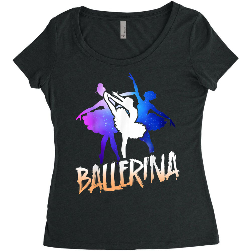 Ballet Dancer Dance Girl Ballerina Space Retro Ballerina Women's Triblend Scoop T-shirt by Newshirt | Artistshot