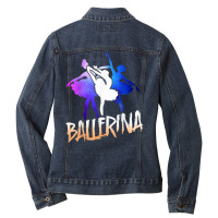 Ballet Dancer Dance Girl Ballerina Space Retro Ballerina Ladies Denim Jacket | Artistshot