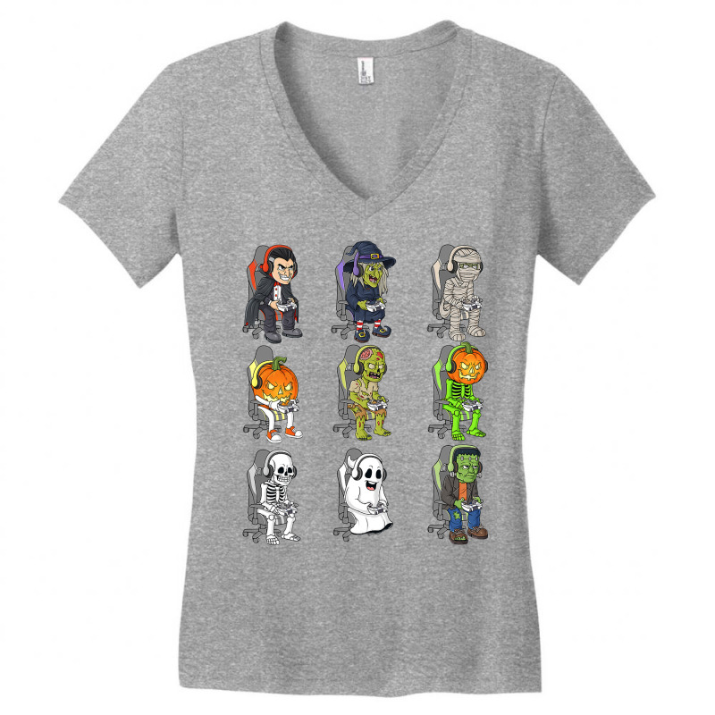 Gamer Halloween Skeleton Vampire Gaming Mummy Boys Kids Teen Women's V-Neck T-Shirt by Jennifer90 | Artistshot