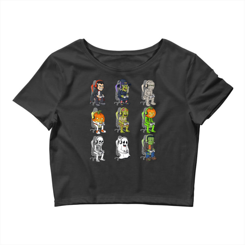 Gamer Halloween Skeleton Vampire Gaming Mummy Boys Kids Teen Crop Top by Jennifer90 | Artistshot