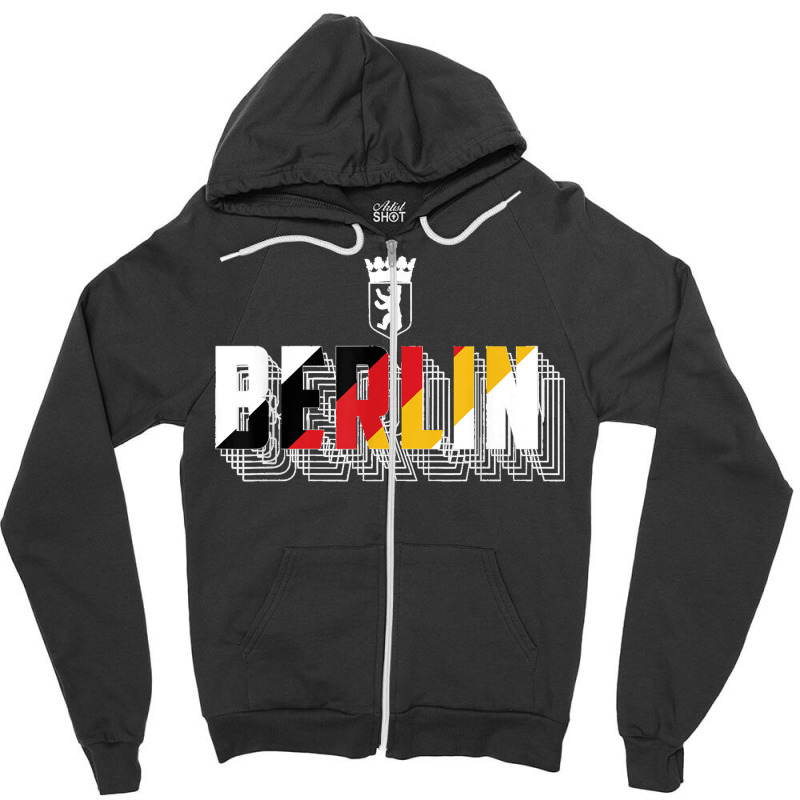 Berlin Typography Germany Flag Berlin Bear Symbol Zipper Hoodie | Artistshot