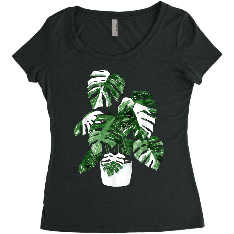 Variegated Monstera Deliciosa Variegata House Plant Ear Women's Triblend Scoop T-shirt by LaynieWash | Artistshot