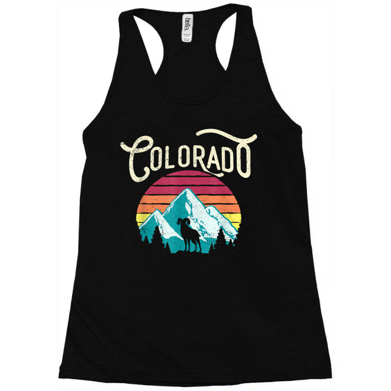 Retro Colorado Co Mountains Wildlife Bighorn Sheep Racerback Tank by RomanMikolyants | Artistshot