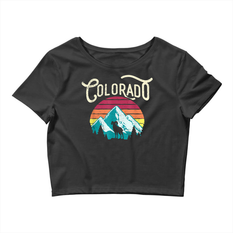 Retro Colorado Co Mountains Wildlife Bighorn Sheep Crop Top by RomanMikolyants | Artistshot