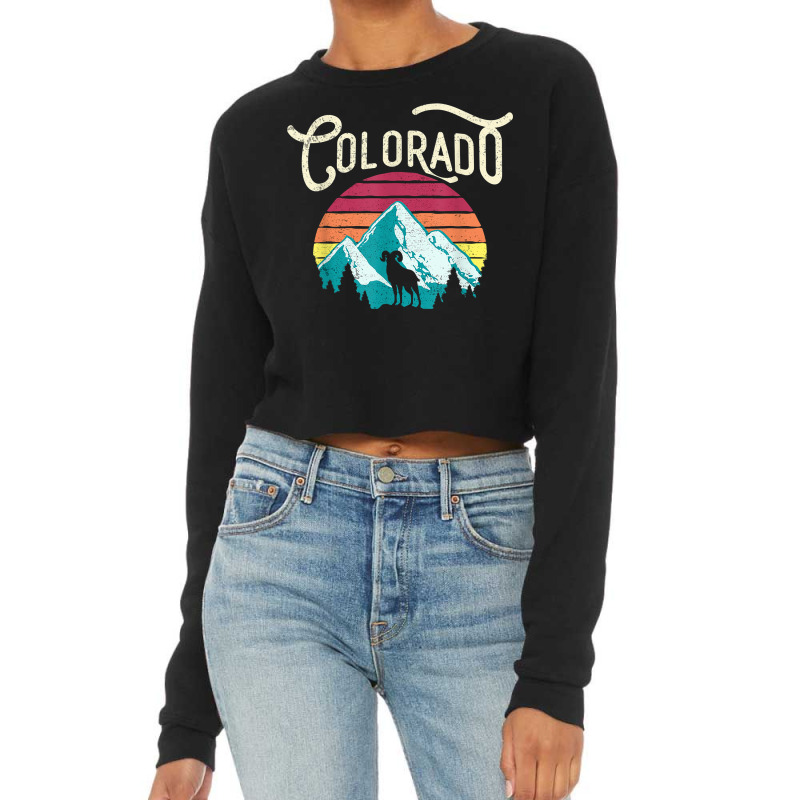 Retro Colorado Co Mountains Wildlife Bighorn Sheep Cropped Sweater by RomanMikolyants | Artistshot