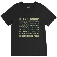 Blankenship Last Name Surname Camouflage American Flag V-neck Tee | Artistshot