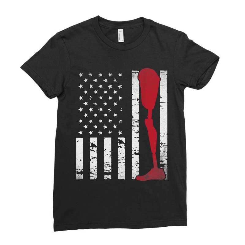 Amputee Patriotic Prosthetic Leg Flag Ladies Fitted T-Shirt by NikoPittman | Artistshot