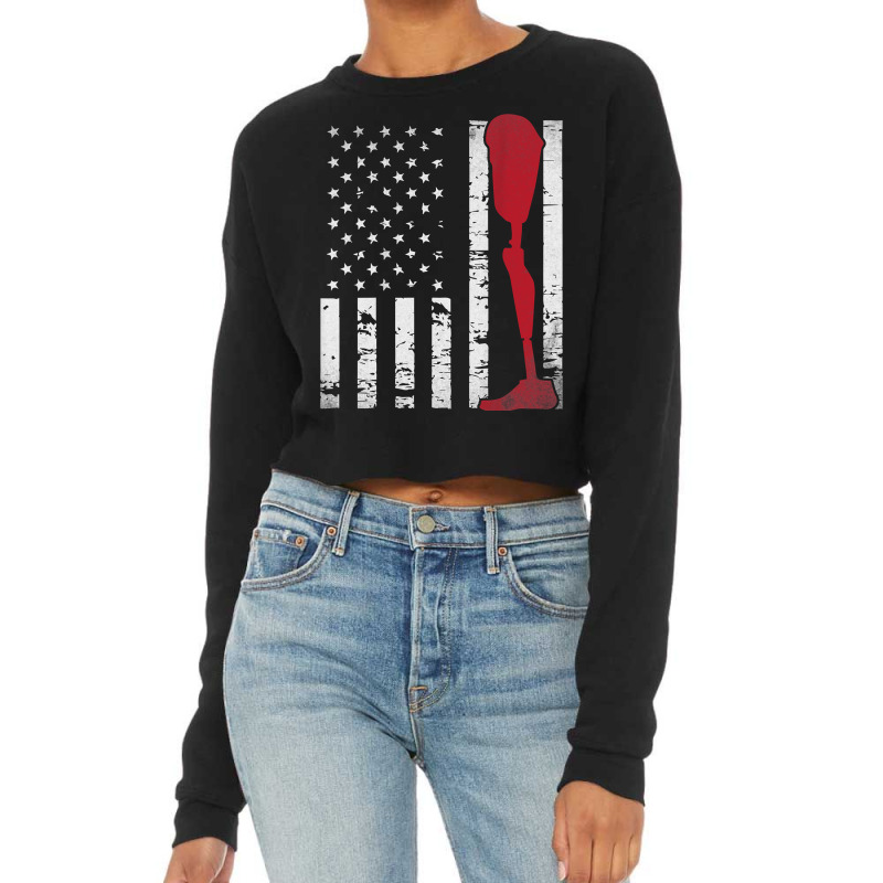 Amputee Patriotic Prosthetic Leg Flag Cropped Sweater by NikoPittman | Artistshot