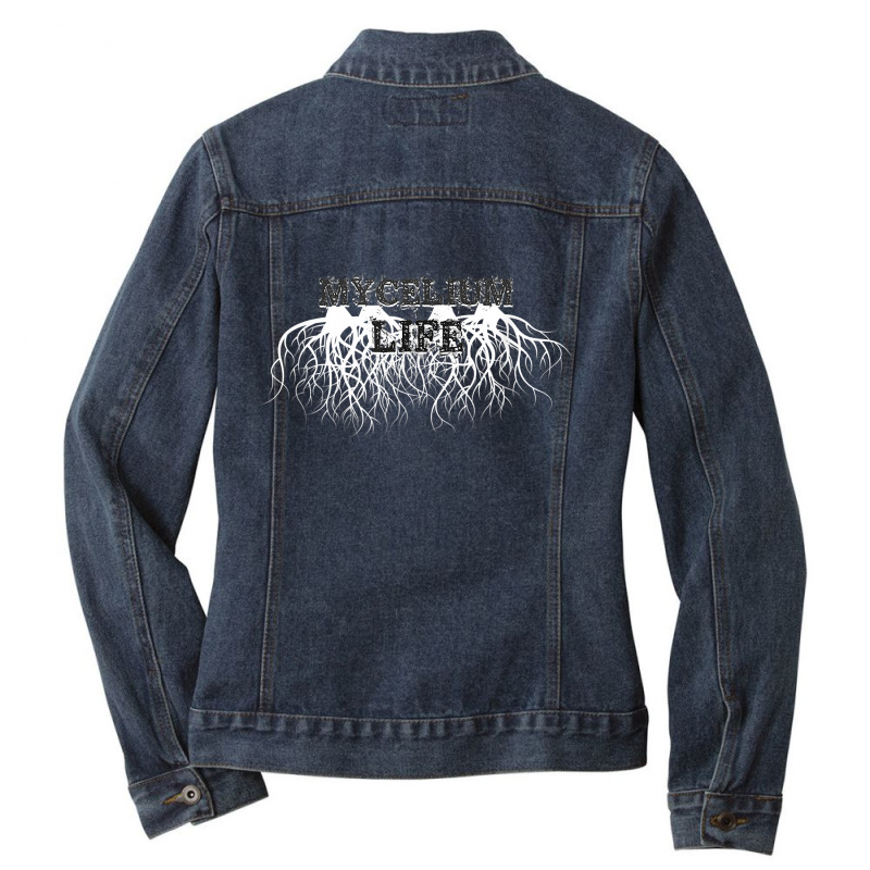 Mycelium Life, Spore Mushroom Grower, Mycology Lover Ladies Denim Jacket by SandyMarjorie | Artistshot