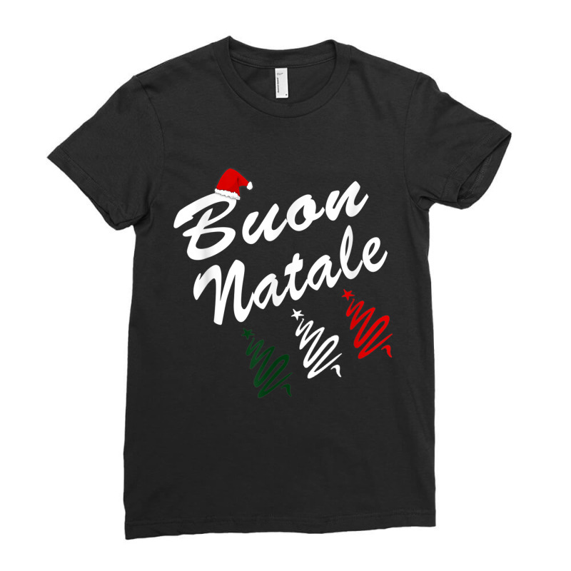 Buon Natale Santa Hat T Shirt Ladies Fitted T-Shirt by cm-arts | Artistshot