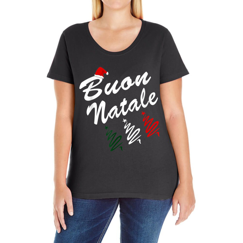 Buon Natale Santa Hat T Shirt Ladies Curvy T-Shirt by cm-arts | Artistshot