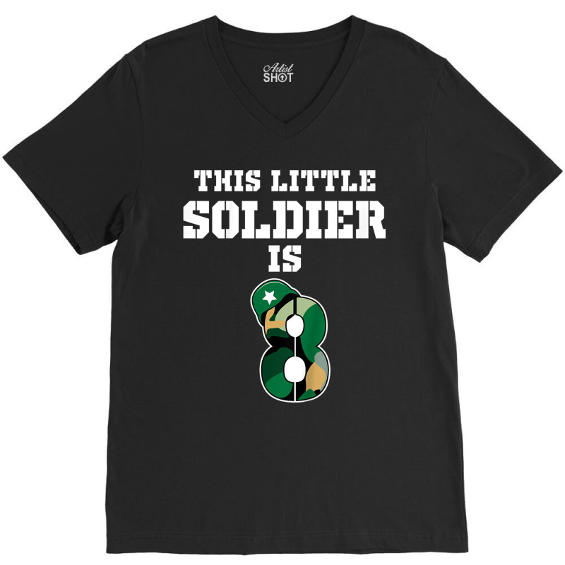 Kids 8th Birthday Boys Soldier Kids T Shirt Military 8 Year Old V-neck Tee | Artistshot