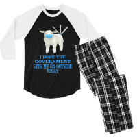 Sheep Sheeple Anti Vaccine Vax Mask Mandate Wants Go Outside New Year Men's 3/4 Sleeve Pajama Set | Artistshot