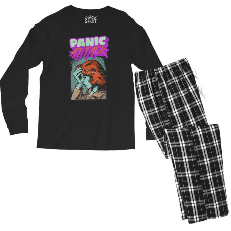 Panic Attack, Panic Attack Vintage, Panic Attack Art, Panic Attack Pai Men's Long Sleeve Pajama Set | Artistshot