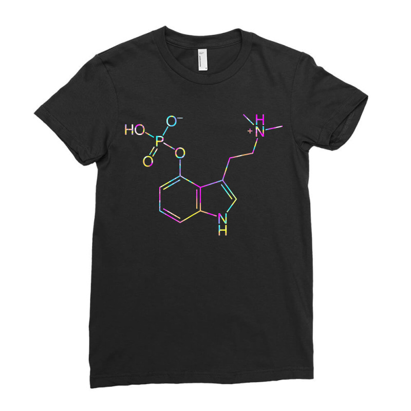 Psilocybin Molecule, Tie Dye, Mycology, Fungi, Mushrooms Ladies Fitted T-Shirt by SandyMarjorie | Artistshot