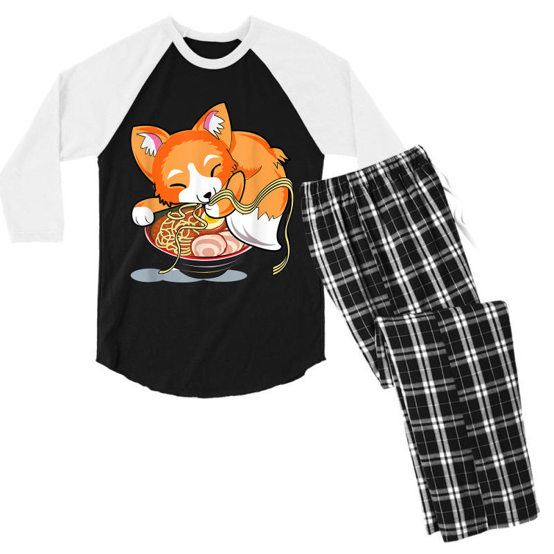 Ramen Noodles Fox Lover Kawaii Japanese Anime Men's 3/4 Sleeve Pajama Set | Artistshot