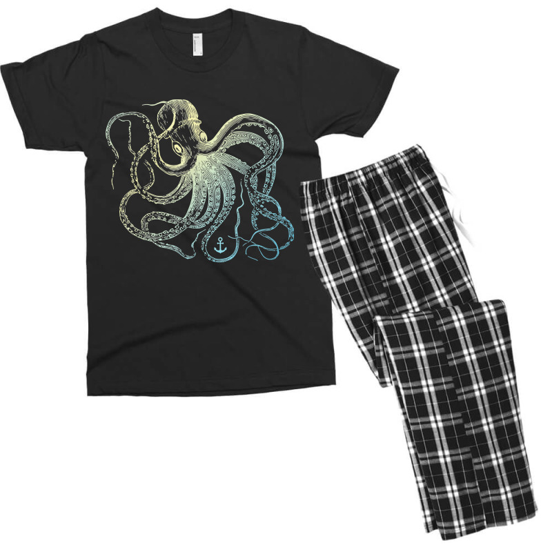 Octopus Cool Vintage Marine Biologist Ocean Sea Life 3 Men's T-shirt Pajama Set | Artistshot