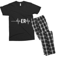 Emergency Medicine Physician Nurse Gift Er Heartbeat Men's T-shirt Pajama Set | Artistshot