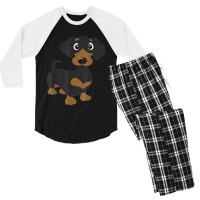 Black And Tan Dachshund Wiener Dog Men's 3/4 Sleeve Pajama Set | Artistshot