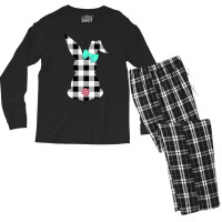 Easter Bunny Black And White Plaid Rabbit Happy Egg Hunt Men's Long Sleeve Pajama Set | Artistshot