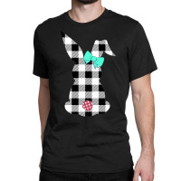 Easter Bunny Black And White Plaid Rabbit Happy Egg Hunt Classic T-shirt | Artistshot