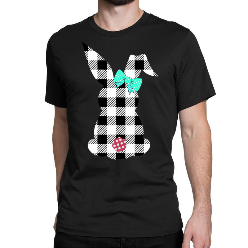 Easter Bunny Black And White Plaid Rabbit Happy Egg Hunt Classic T-shirt | Artistshot