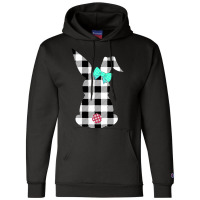 Easter Bunny Black And White Plaid Rabbit Happy Egg Hunt Champion Hoodie | Artistshot