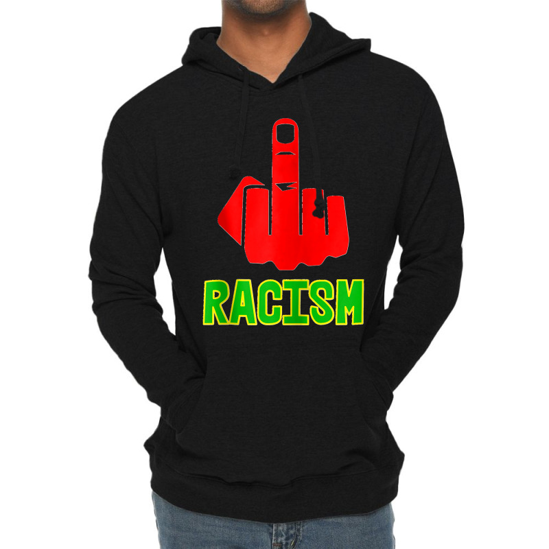 Fck Racism Middle Finger (black Green Yellow) Zip Hoodie Lightweight Hoodie | Artistshot