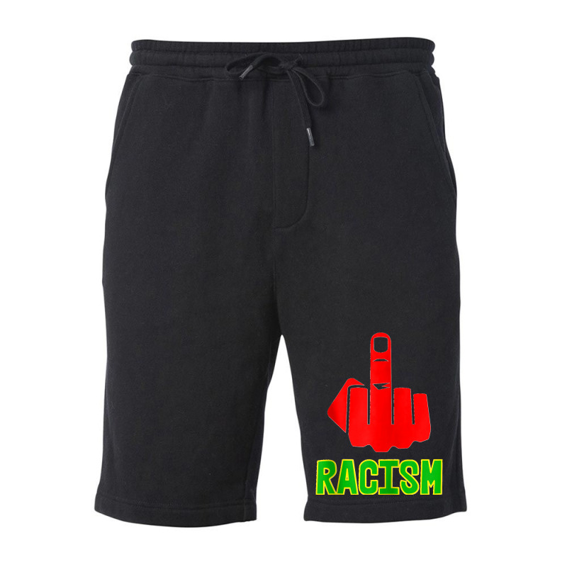 Fck Racism Middle Finger (black Green Yellow) Zip Hoodie Fleece Short | Artistshot