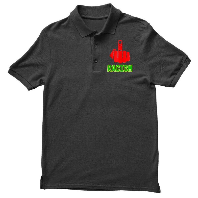 Fck Racism Middle Finger (black Green Yellow) Zip Hoodie Men's Polo Shirt | Artistshot