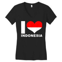 I Love Indonesia   Heart Flag Indonesia Women's V-neck T-shirt | Artistshot