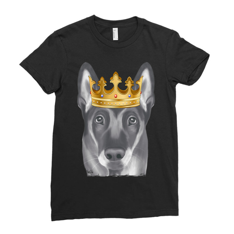 Belgian Malinoi Dog Wearing A Crown Ladies Fitted T-Shirt by Bestarts | Artistshot