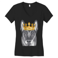 Belgian Malinoi Dog Wearing A Crown Women's V-neck T-shirt | Artistshot