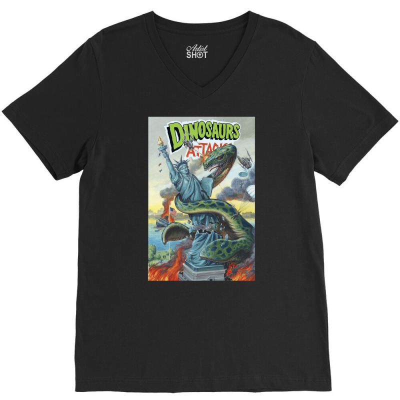 Dinosaurs Attack In Manhattan, Dinosaurs, Attack, Manhattan, The Dinos V-neck Tee | Artistshot