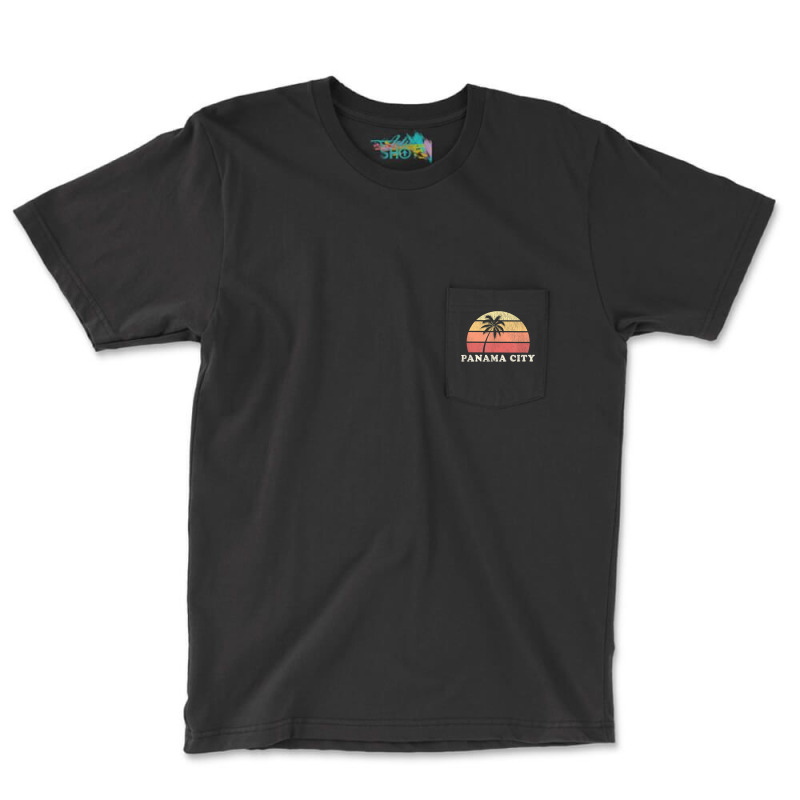 Panama City Beach Fl Vintage 70s Retro Throwback Design Pocket T-Shirt by ElsieLynne | Artistshot