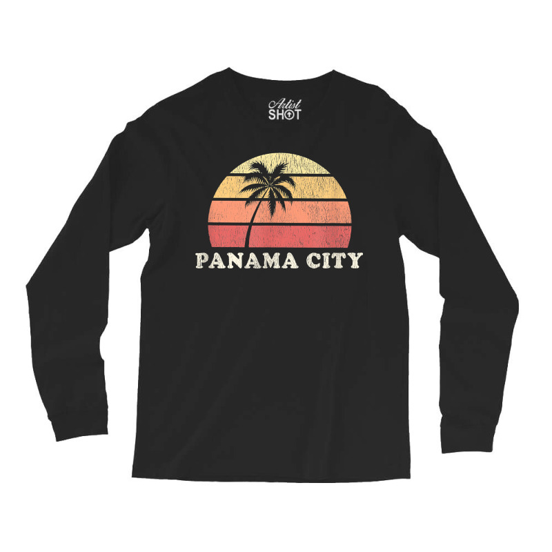 Panama City Beach Fl Vintage 70s Retro Throwback Design Long Sleeve Shirts by ElsieLynne | Artistshot