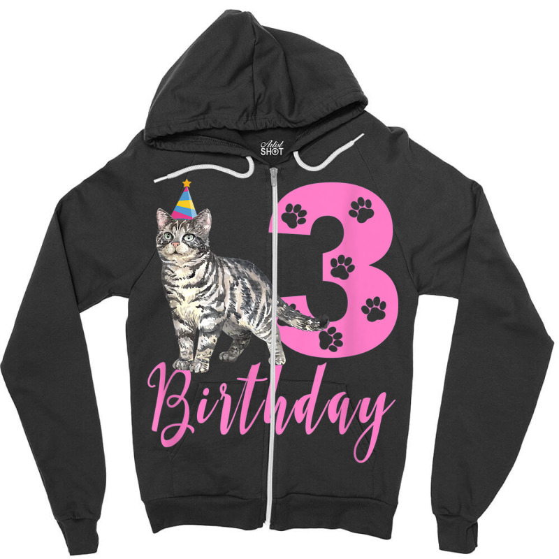 Cute American Shorthair 3th Birthday Zipper Hoodie by Newart | Artistshot