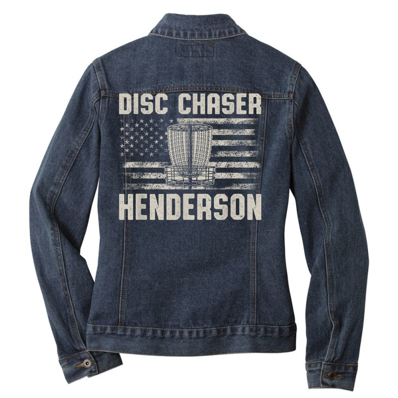 Disc Chaser Henderson Funny Disc Golf Humor Golfer Nevada Ladies Denim Jacket by Newdesigns | Artistshot