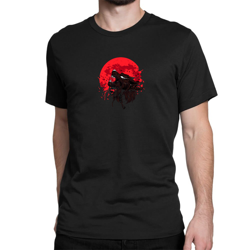 Angry Werewolf On Red Blood Moon Classic T-shirt by Olodzn | Artistshot