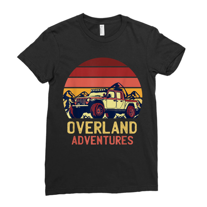 Overland Adventures Camping Offroad Mountain Sunset Graphic Ladies Fitted T-Shirt by MarilynCleo | Artistshot