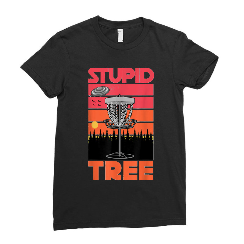 Stupid Tree Pinetree Sunset Funny Disc Frisbee Golf Player T Shirt Ladies Fitted T-Shirt by NataliaMata | Artistshot