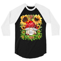 Toadstool Gnome For Women Sunflower Mom Cute Mushroom Lover 3/4 Sleeve Shirt | Artistshot