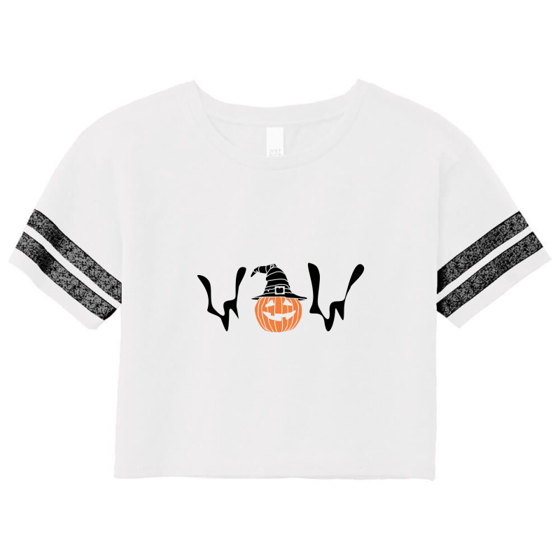 Wow Halloween Pumpkin Light Illustration Scorecard Crop Tee by selos47 | Artistshot