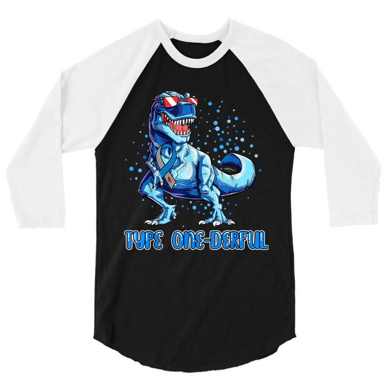 Type 1 Diabetes Awareness Ribbon T1d T Rex Dinosaur Boys 3/4 Sleeve Shirt | Artistshot