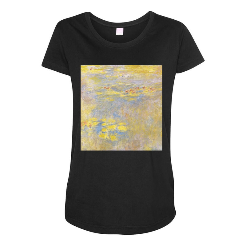 Yellow Sea Roses, Waterlilies, Claude Monet Painting, Yellow Sea Roses Maternity Scoop Neck T-shirt by cm-arts | Artistshot