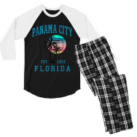 Panama City Florida Spring Vacations Beach Palm Trees Summer Men's 3/4 Sleeve Pajama Set | Artistshot