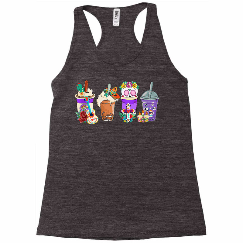 Funny Mexican Coffee Cups Calavera Dia De Muertos Halloween Tank Top Racerback Tank by cm-arts | Artistshot