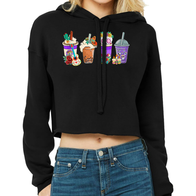 Funny Mexican Coffee Cups Calavera Dia De Muertos Halloween Tank Top Cropped Hoodie by cm-arts | Artistshot